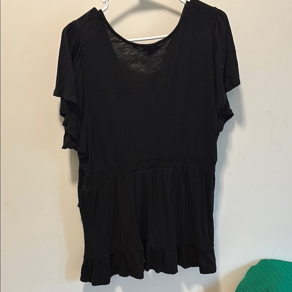 Torrid Size 1 Black Ruffled Short Sleeve Blouse - Picture 4 of 4